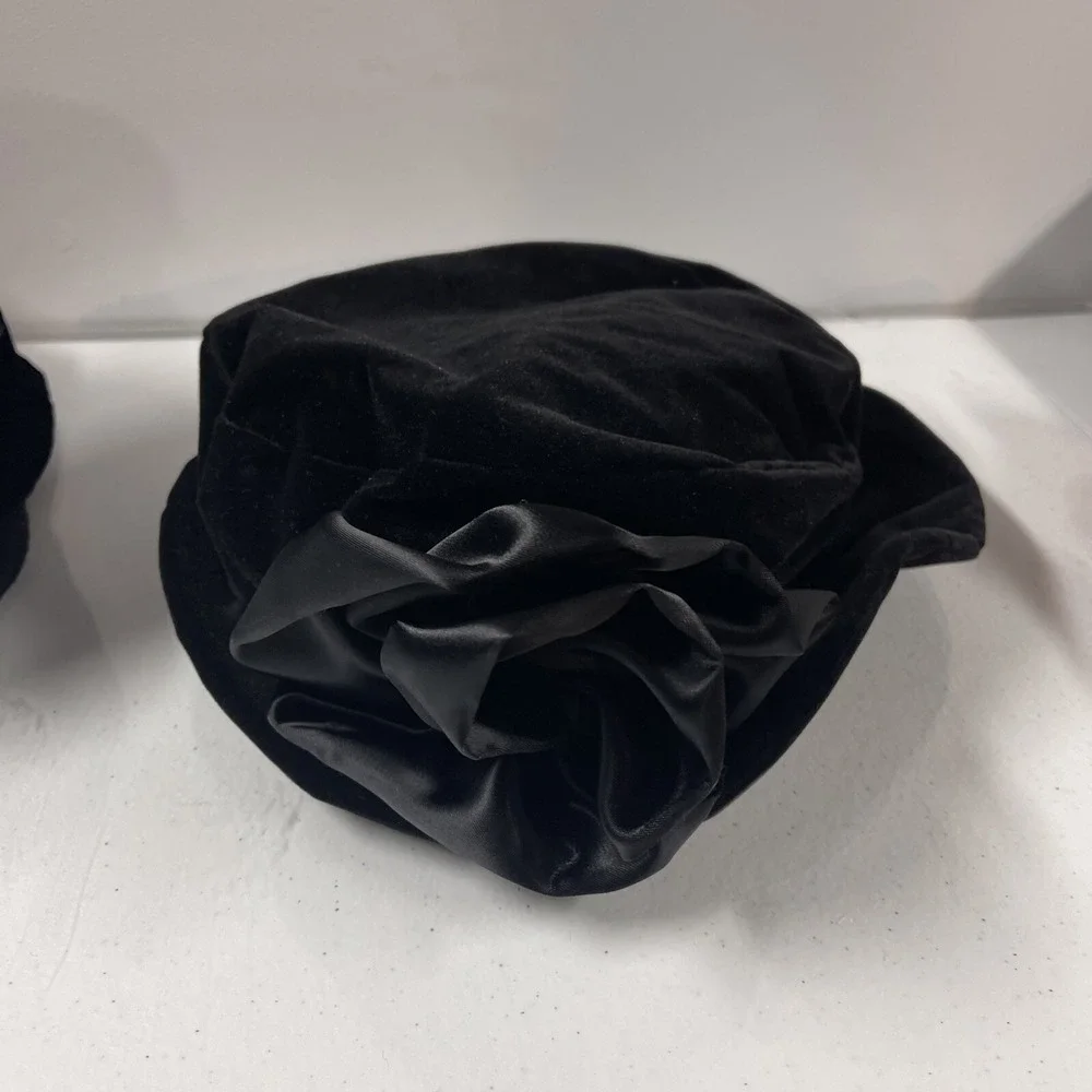 VTG Wmn's LOT 3x Bucket Hat Floral Details Black Fedora/Safari Hat 2 NEW 1 Used